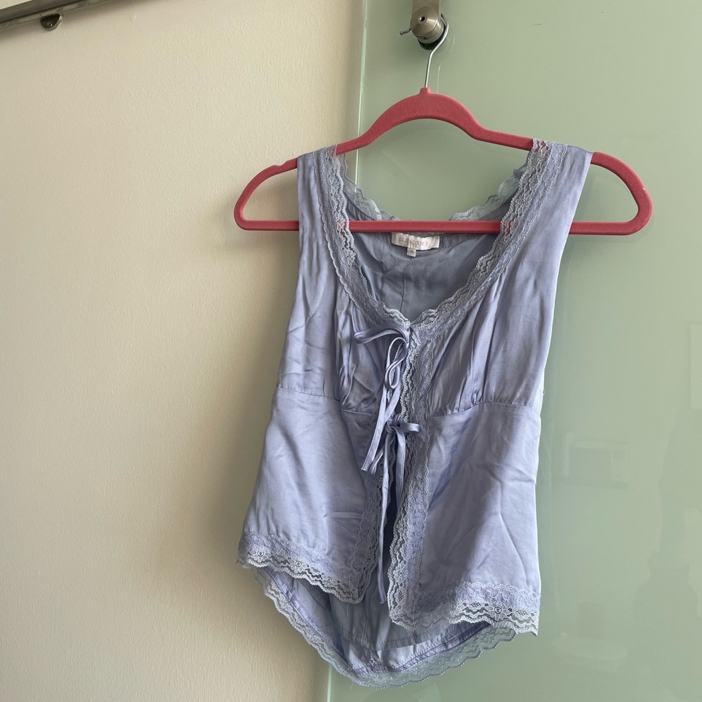 Olivaceous Lavender Lace Trim Tank Top